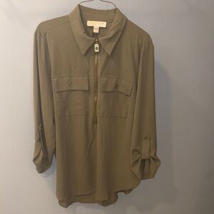 Michael Kors Casual Olive Button Down Shirt